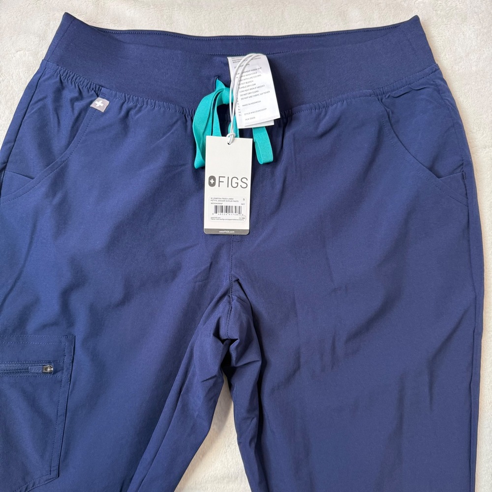FIGS Zamora FREEX Lined Jogger Scrub Pants Womens S Petite Navy Blue NEW
